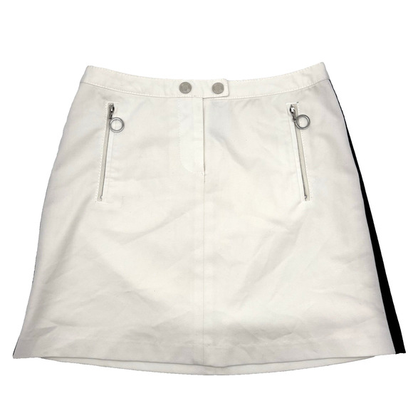 2003 The Limited Stretch White Twill Black Stripe Mini Skirt 0 25x15" USA Made - Picture 1 of 13